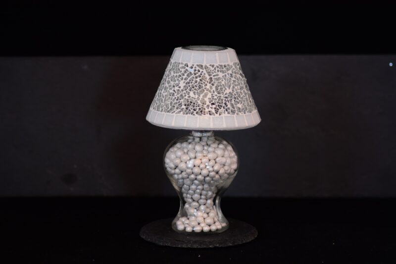 Mosaik Teelichtlampe weiß/transparent