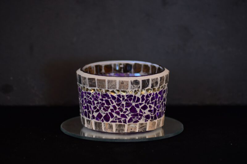 Mosaik Teelichtglas mittel violett/marmor