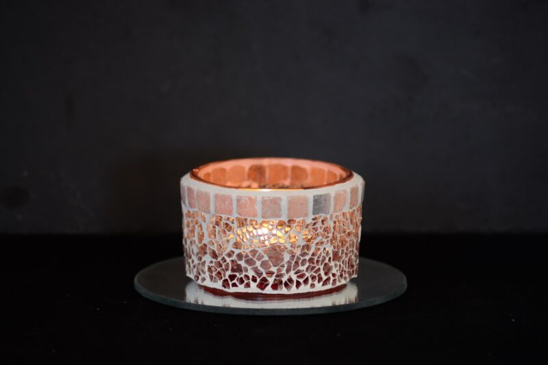 Mosaik Teelichtglas klein marmor – Bild 2