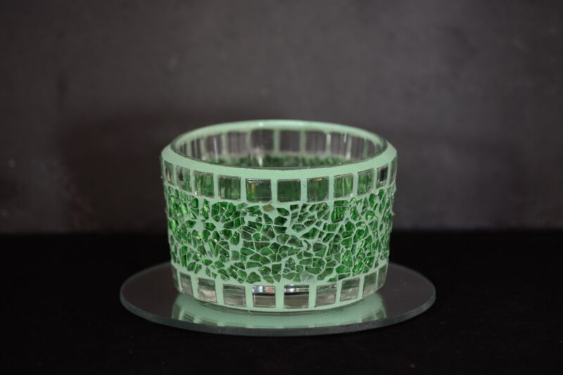 Mosaik Teelichtglas mittel transparent/grün – Bild 2
