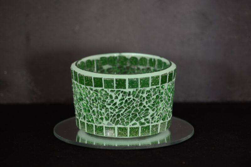 Mosaik Teelichtglas mittel grün – Bild 2