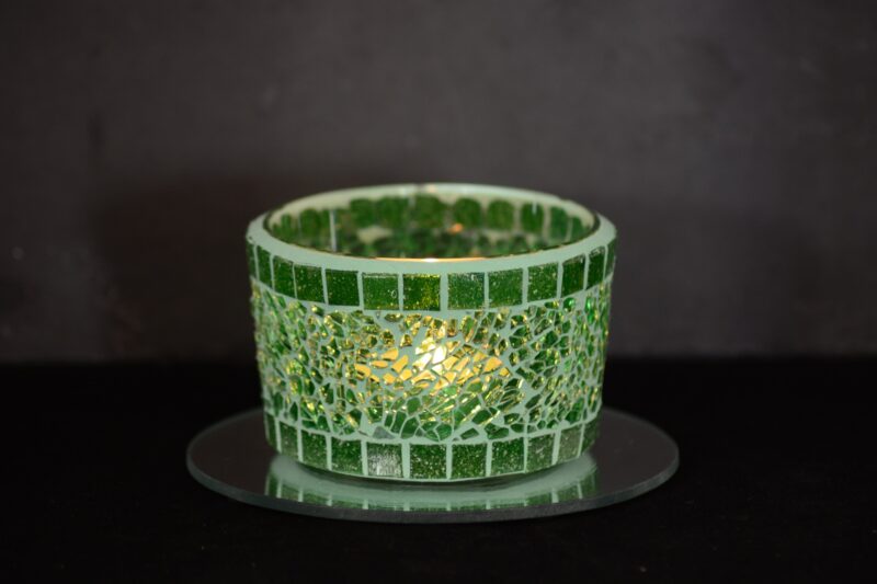 Mosaik Teelichtglas mittel grün