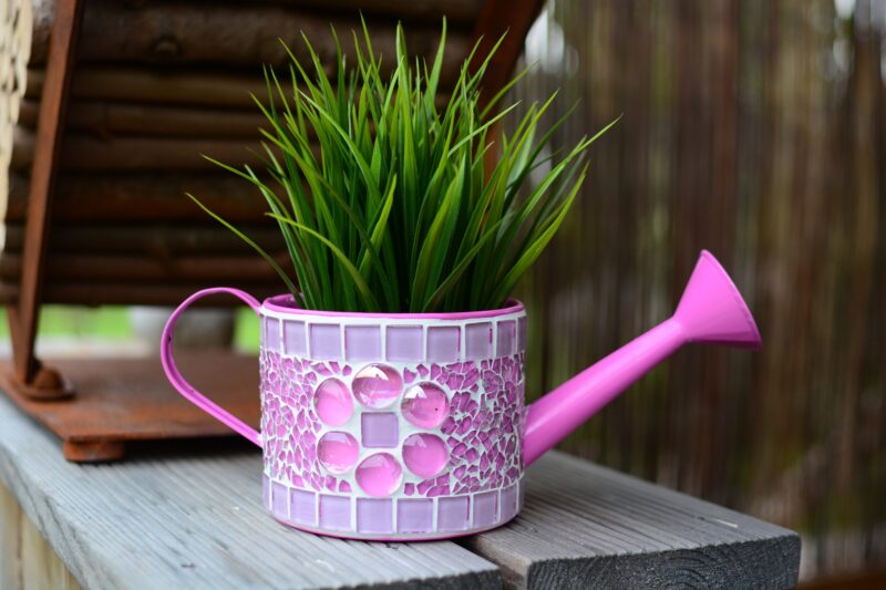 Mosaik Dekogießkanne pink/lila