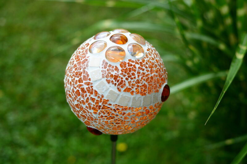 Solarkugel hoch orange-creme Ø10cm