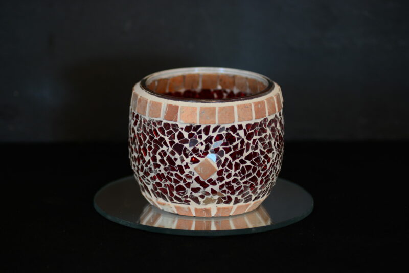 Crackle Teelichtglas rot/marmor – Bild 2