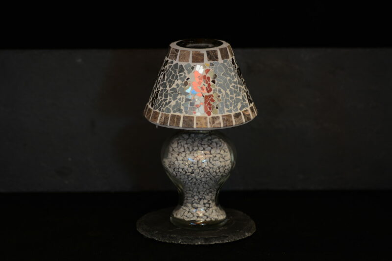 Mosaik Teelichtlampe kristallgrau/marmor