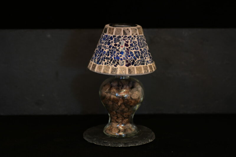 Mosaik Teelichtlampe blau/marmor