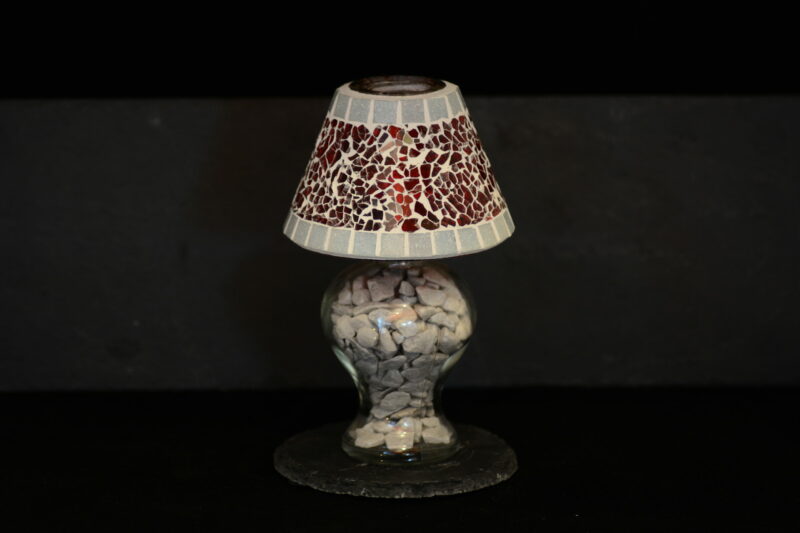 Mosaik Teelichtlampe rot/grau