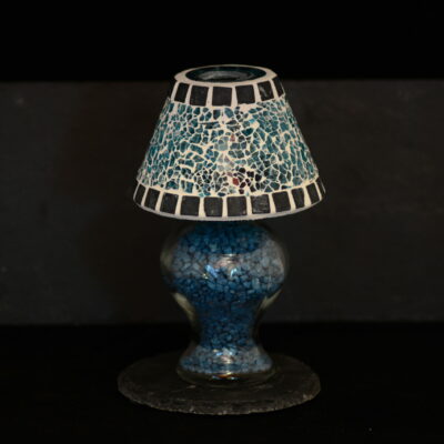 Mosaik Teelichtlampe türkis/grau