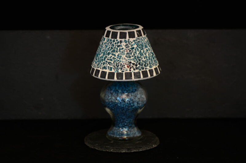 Mosaik Teelichtlampe türkis/grau