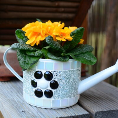 Mosaik Dekogießkanne silber/perlmutt