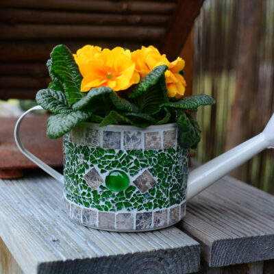 Mosaik Dekogießkanne grün/marmor