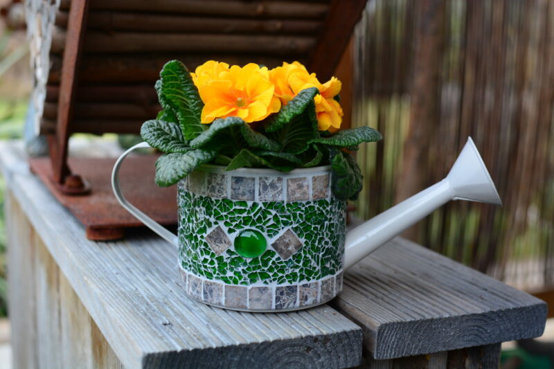 Mosaik Dekogießkanne grün/marmor