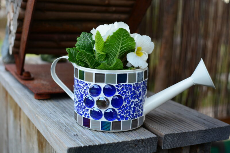 Mosaik Dekogießkanne blau/graumix