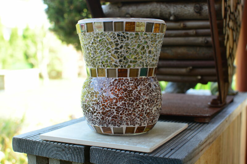 Windlicht/Vase braun/cremegold braunmix