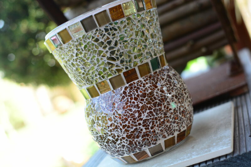 Windlicht/Vase braun/cremegold braunmix – Bild 2