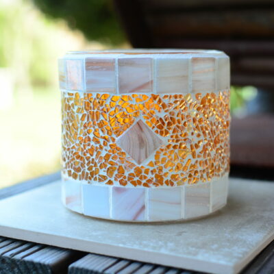 Windlicht/Vase orange/perlmutt