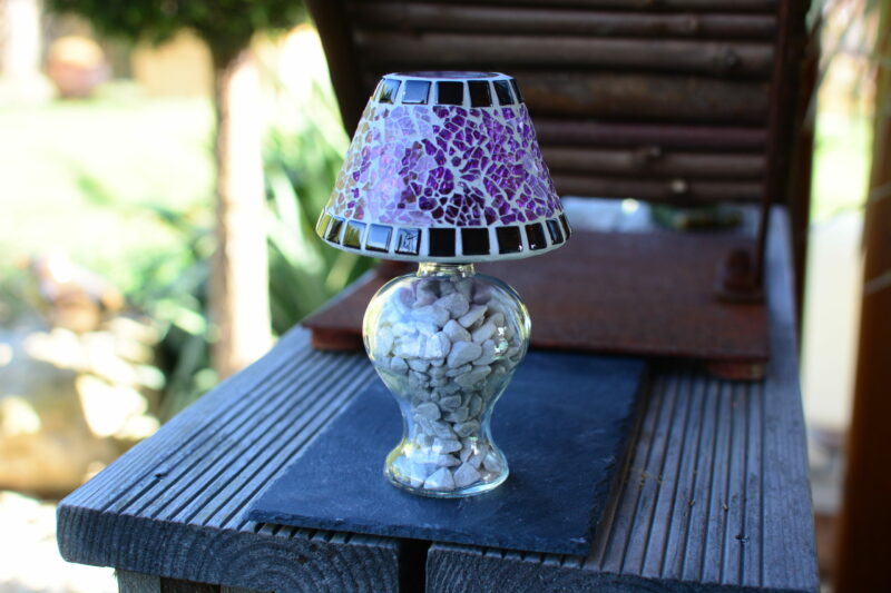 Mosaik Teelichtlampe lila/schwarz