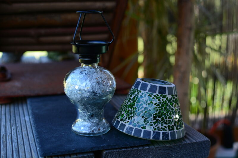 Mosaik Teelichtlampe grün/marmor – Bild 2