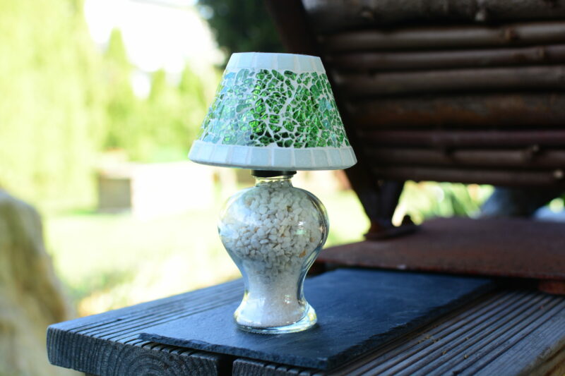 Mosaik Teelichtlampe grün/weiß