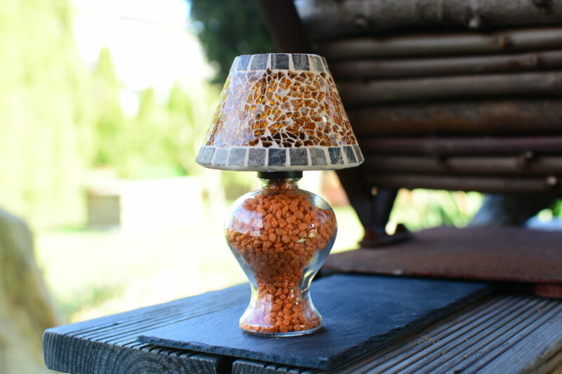 Mosaik Teelichtlampe orange/marmor
