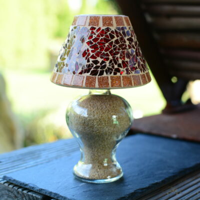 Mosaik Teelichtlampe rot/braun