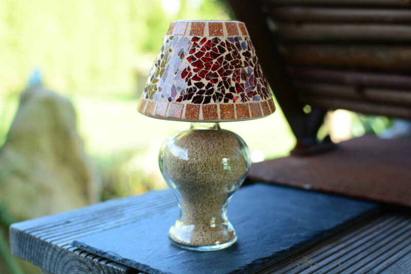 Mosaik Teelichtlampe rot/braun