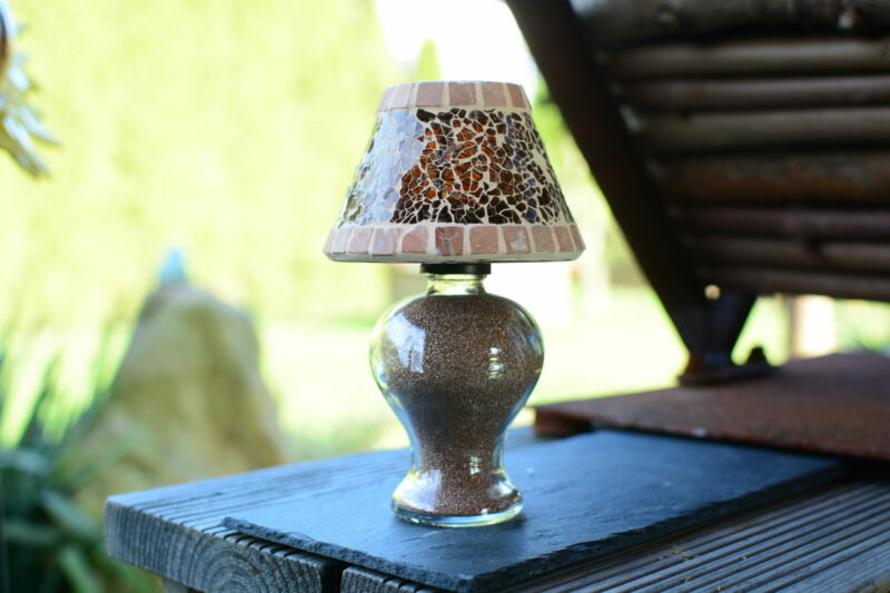 Mosaik Teelichtlampe braun/marmor