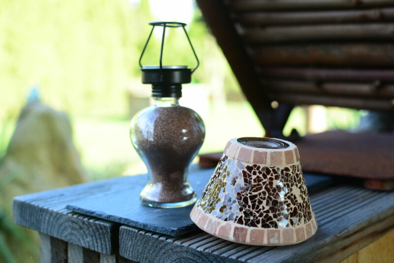 Mosaik Teelichtlampe braun/marmor – Bild 2