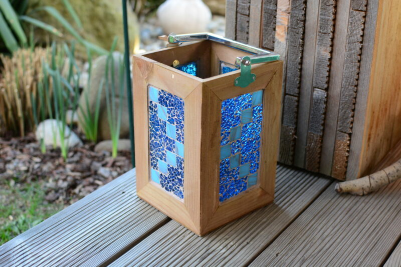 Mosaik Holzlaterne blaumix