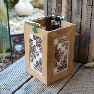 Mosaik Holzlaterne braunmix