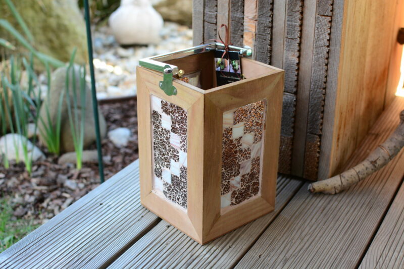 Mosaik Holzlaterne braunmix