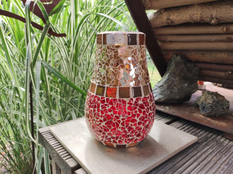 Windlicht/Vase rot/braun/gold