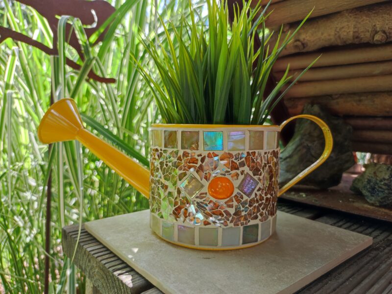 Mosaik Dekogießkanne gelb/gold