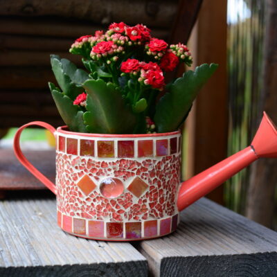 Mosaik Dekogießkanne rot/orange 1