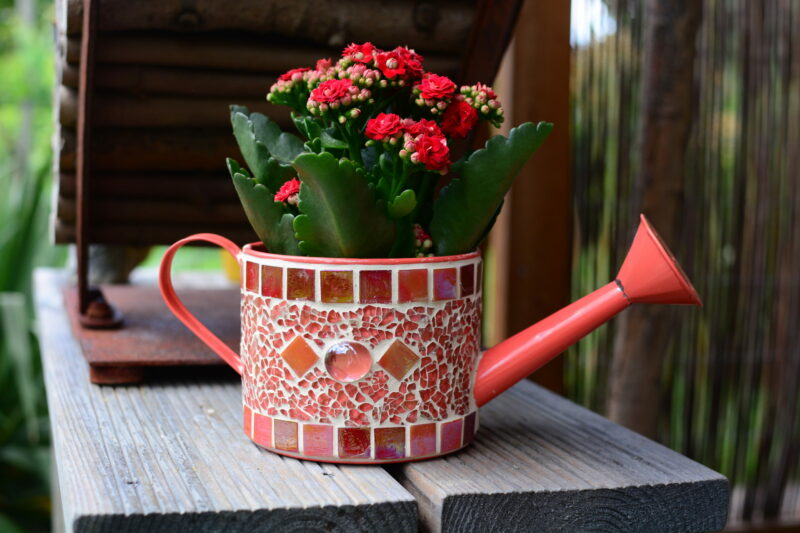 Mosaik Dekogießkanne rot/orange 1