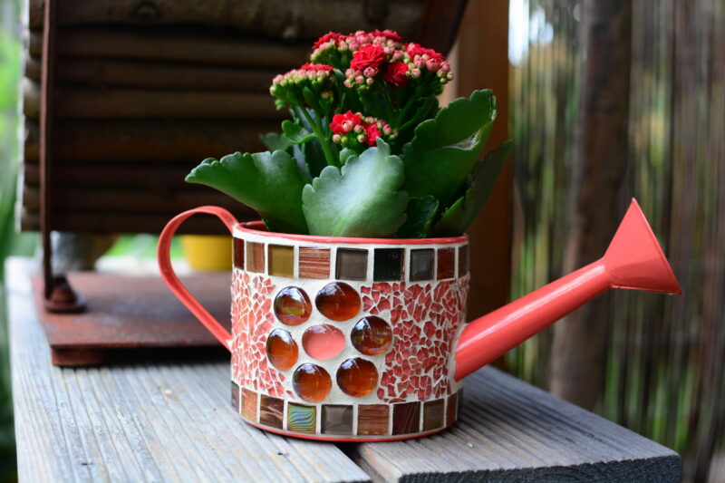 Mosaik Dekogießkanne rot/orange braunmix 2
