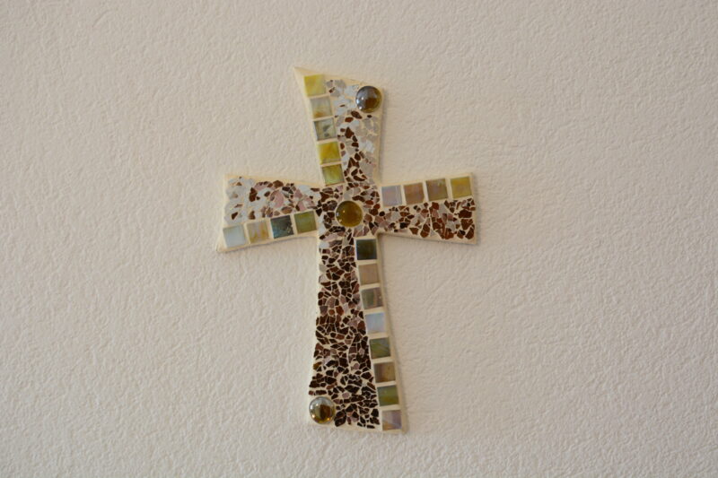 Mosaik Kreuz 25x18cm gold