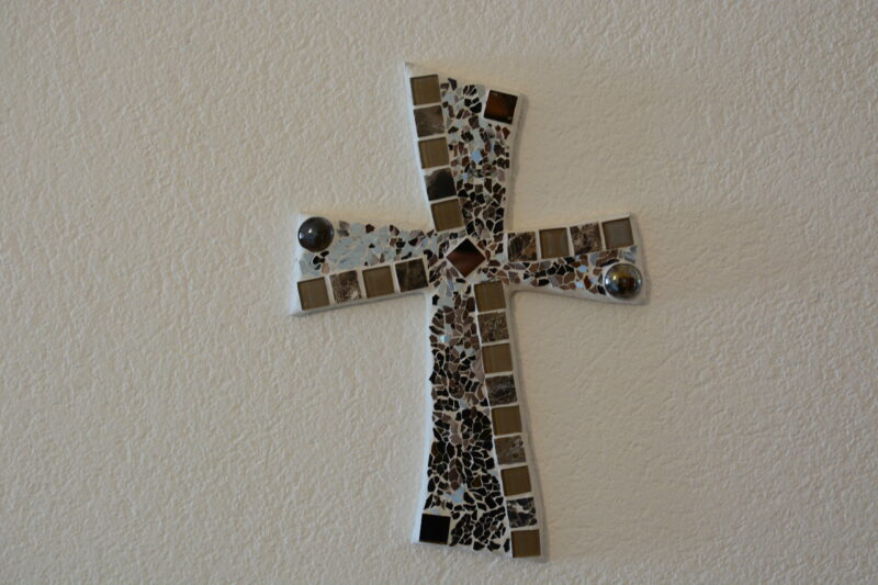 Mosaik Kreuz 25x18cm graumix