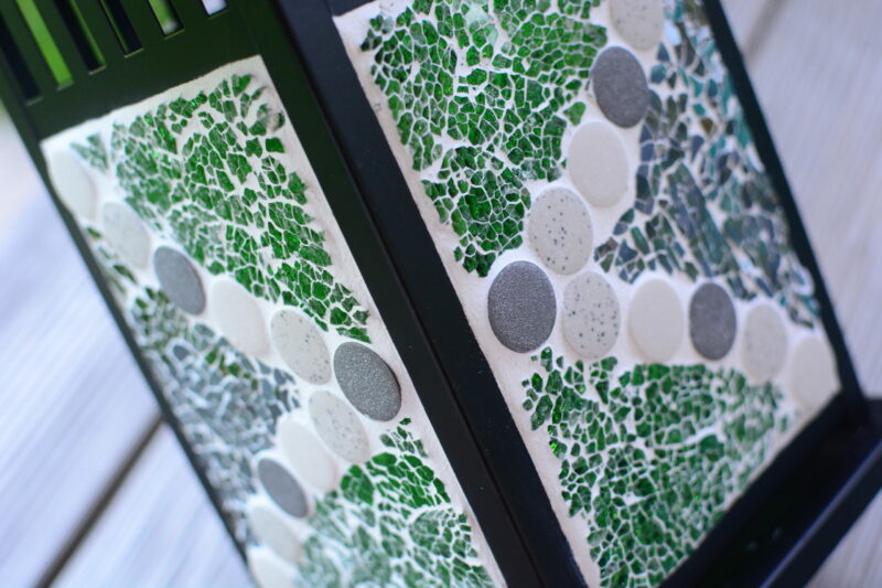 Mosaik Laterne schwarz graumix/grün – Bild 2
