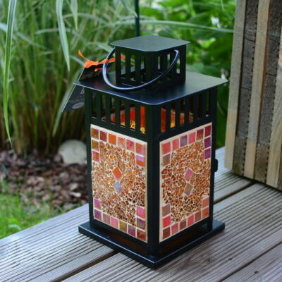 Mosaik Laterne schwarz orangemix orange