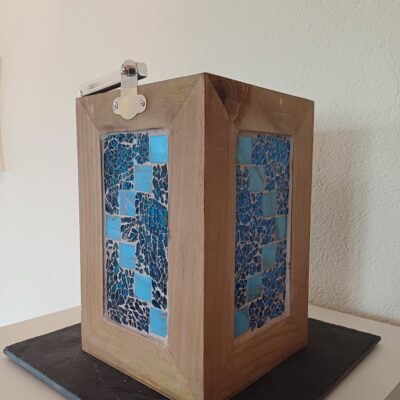 Mosaik Holzlaterne blaumix