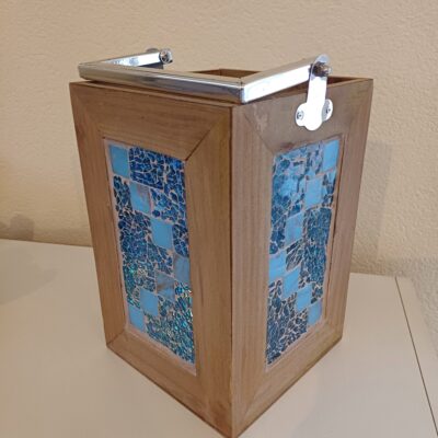 Mosaik Holzlaterne blaumix