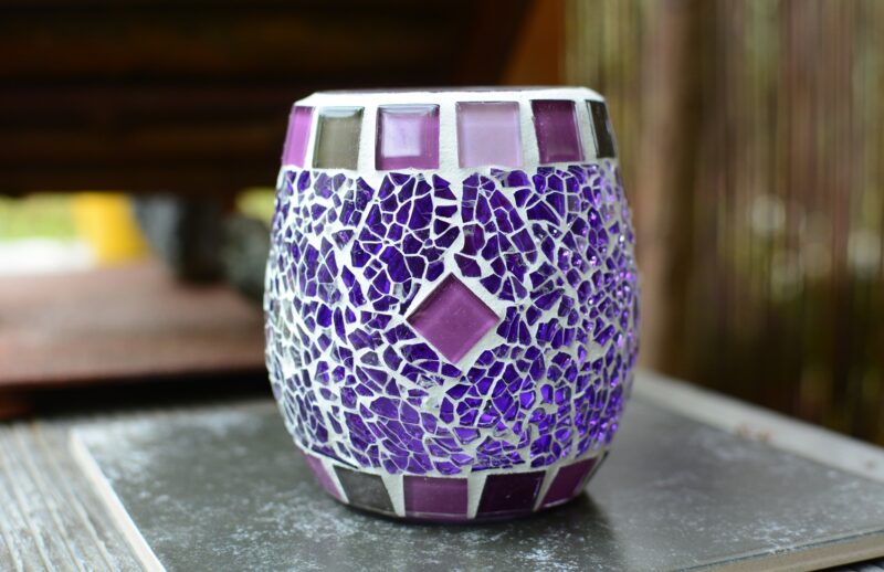 Windlicht oval violett/lilamix