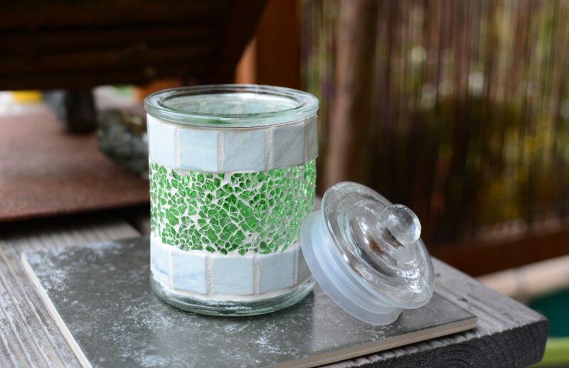 Glasdose/Windlicht grün – Bild 2