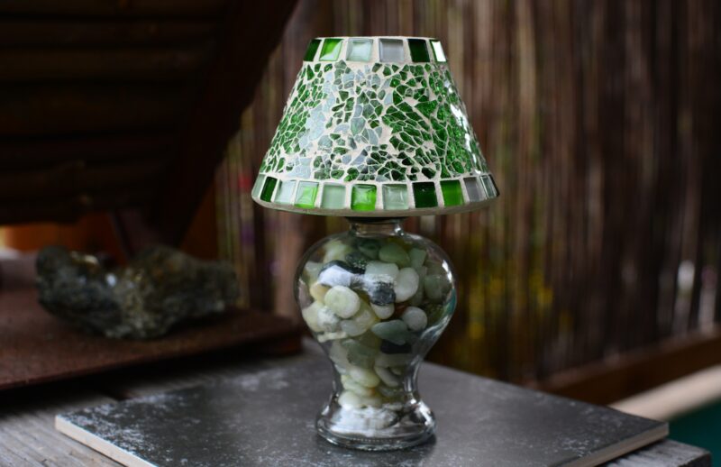 Mosaik Teelichtlampe grün/grünmix