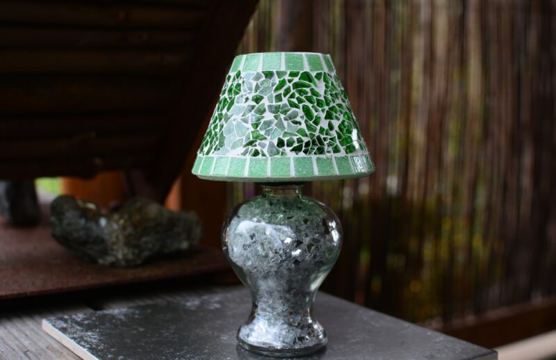 Mosaik Teelichtlampe hellgrün/grün