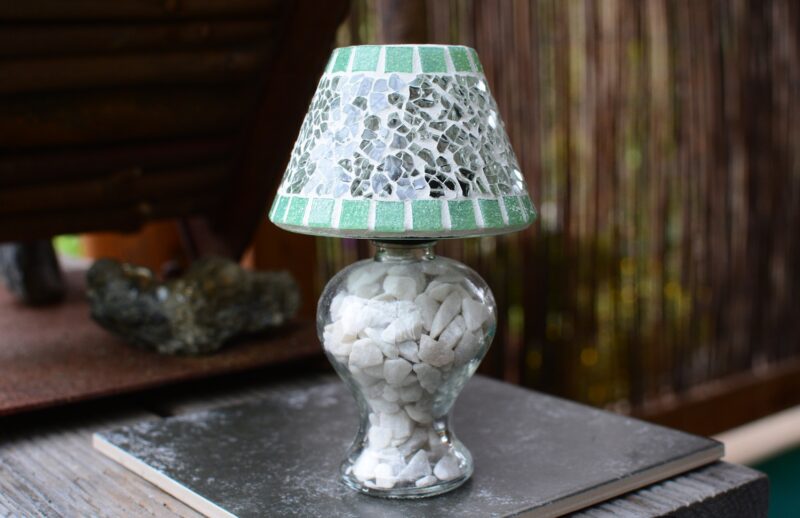Mosaik Teelichtlampe hellgrün/transparent
