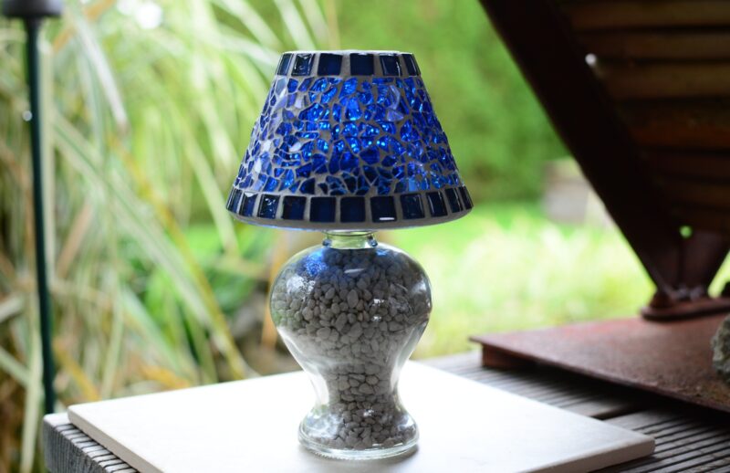 Mosaik Teelichtlampe blau/dunkelblau