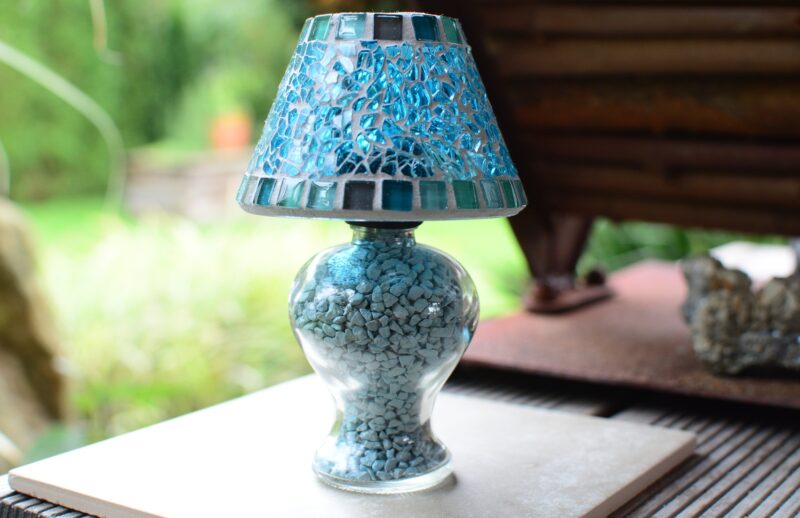 Mosaik Teelichtlampe türkis/mix